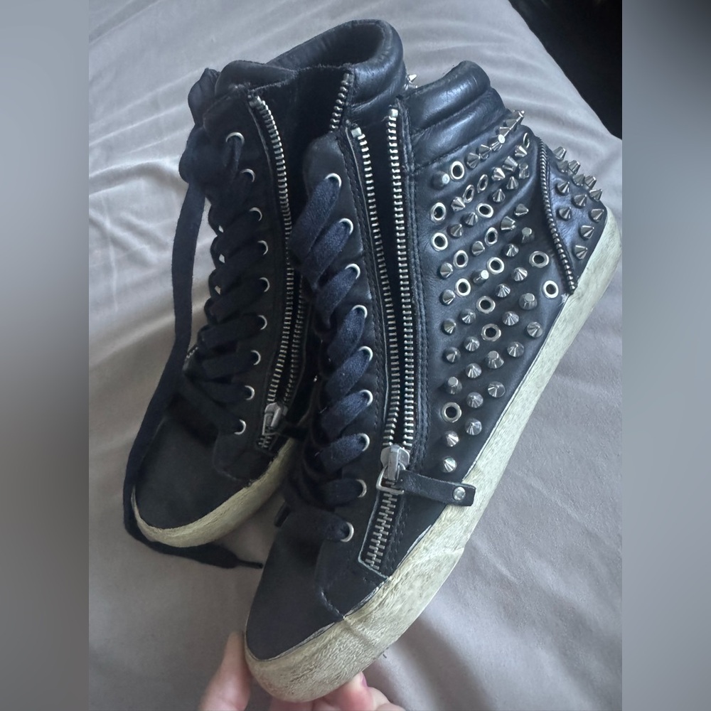 Zara Black Sneakers with Silver Studs 41